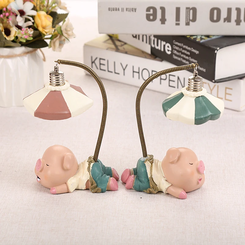 

LED cute Cartoon resin Pig Animal Night Light Bedroom Table Lamp Home Decor Luminaire Bedside Desk Lights For Kids Baby Gifts