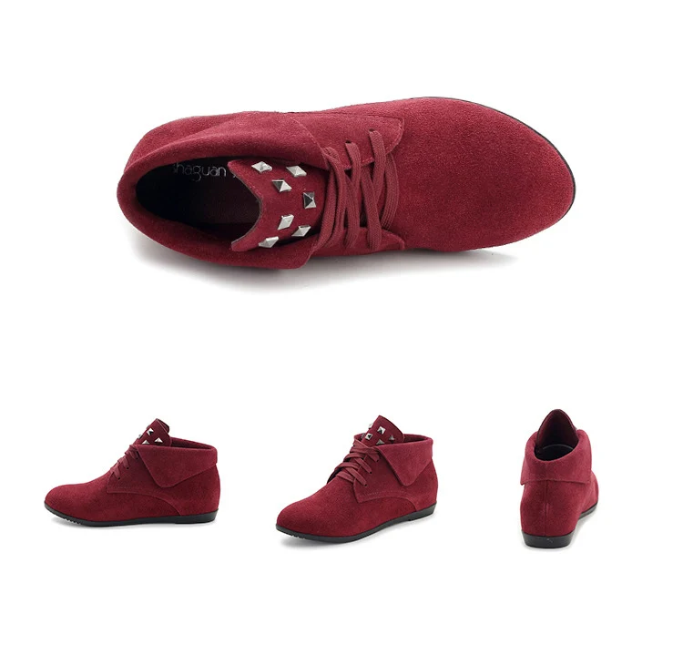 burgundy flat ankle boots