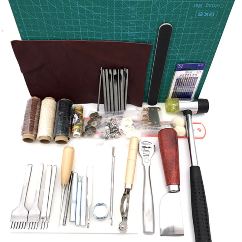 42 шт. профессиональные инструменты для рукоделия, ручная швейная строчка, дырокол, резьба, работа, седло, набор для нарезки, сделай сам, практичный