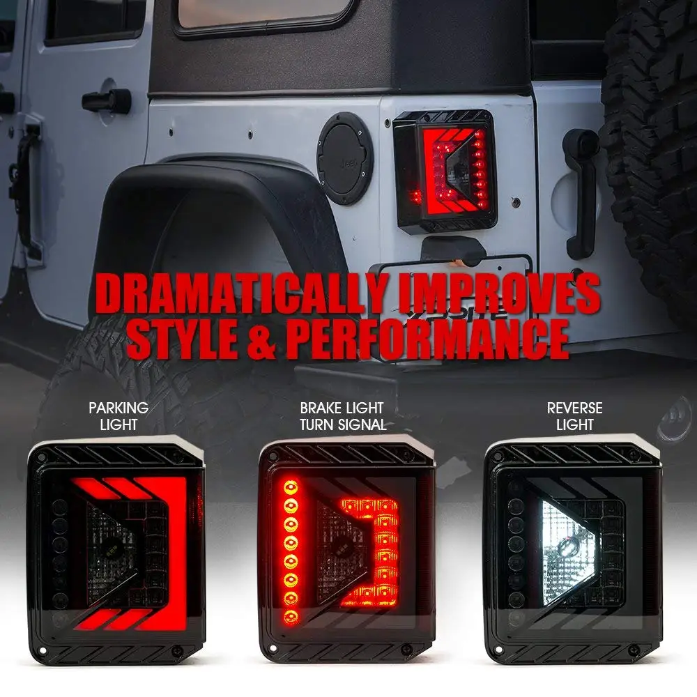 LED Tail Lights For Jeep Wrangler JK JKU 2007-201 Smoked Lens Brake Taillights Reverse Turn Parking Singal tail LED Assembly