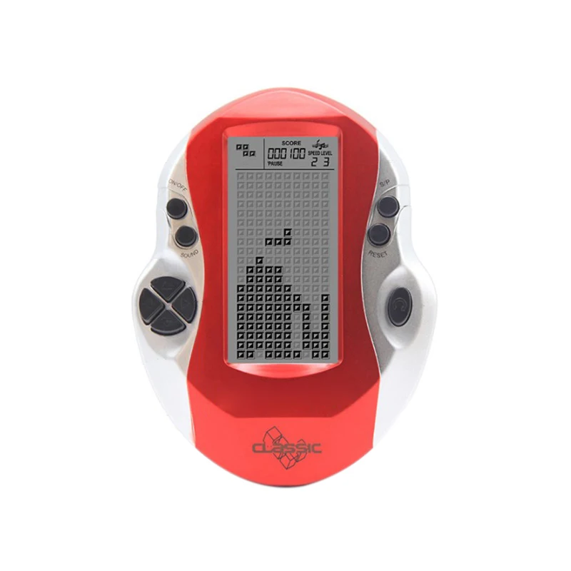 Ретро Классический тетрис портативные игровые плееры детские электронные игры игрушки светодиодная игровая консоль с большим экраном - Цвет: red