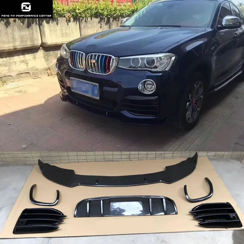 

F26 X4 Carbon Fiber PP front bumper lip rear bumper diffuser fog light cover for BMW F26 X4 car body kit 2015-2016