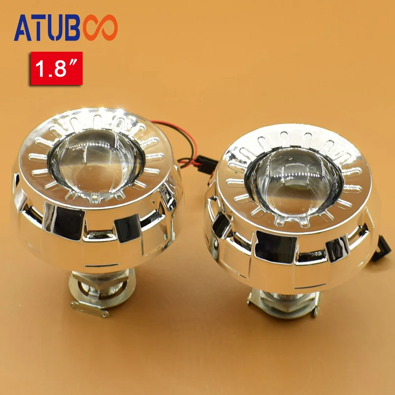 

1.8" Mini HID Bi xenon Headlight Projector Lens+Mini Gatling Gun Shrouds For Cars/Motorcycle H7 H4 Car Styling