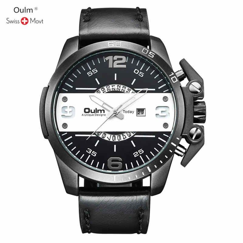 

Oulm Creative Brand Luxury Mens Round Quartz Watches Male Waterproof Date Clock Stainless Steel Mesh Business Men Wrist Watch