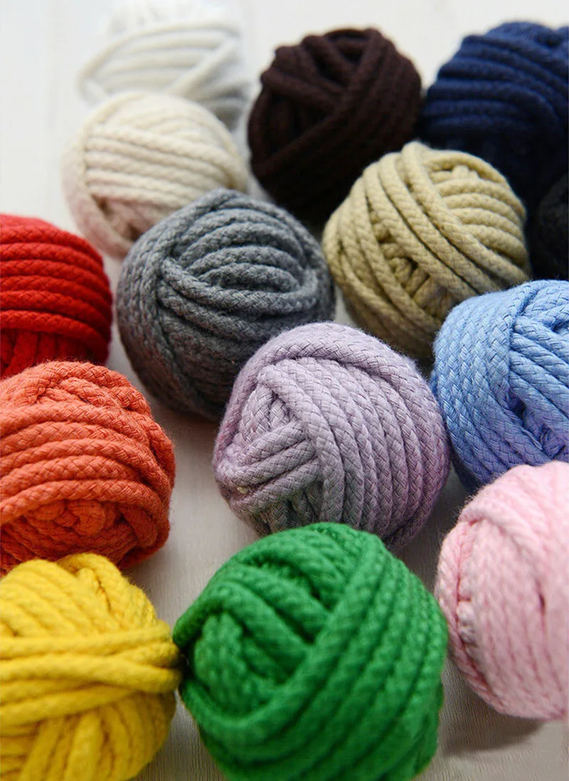 5mm Diy Accessories Twisted Round Cotton Cord Decoration Rope Beige Cotton Ropee Hand Woven Drawstring Rope 14color