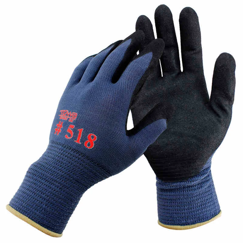 3 Pairs/lot Work Gloves Breathable Nitrile Rubber Coating Nylon Safety