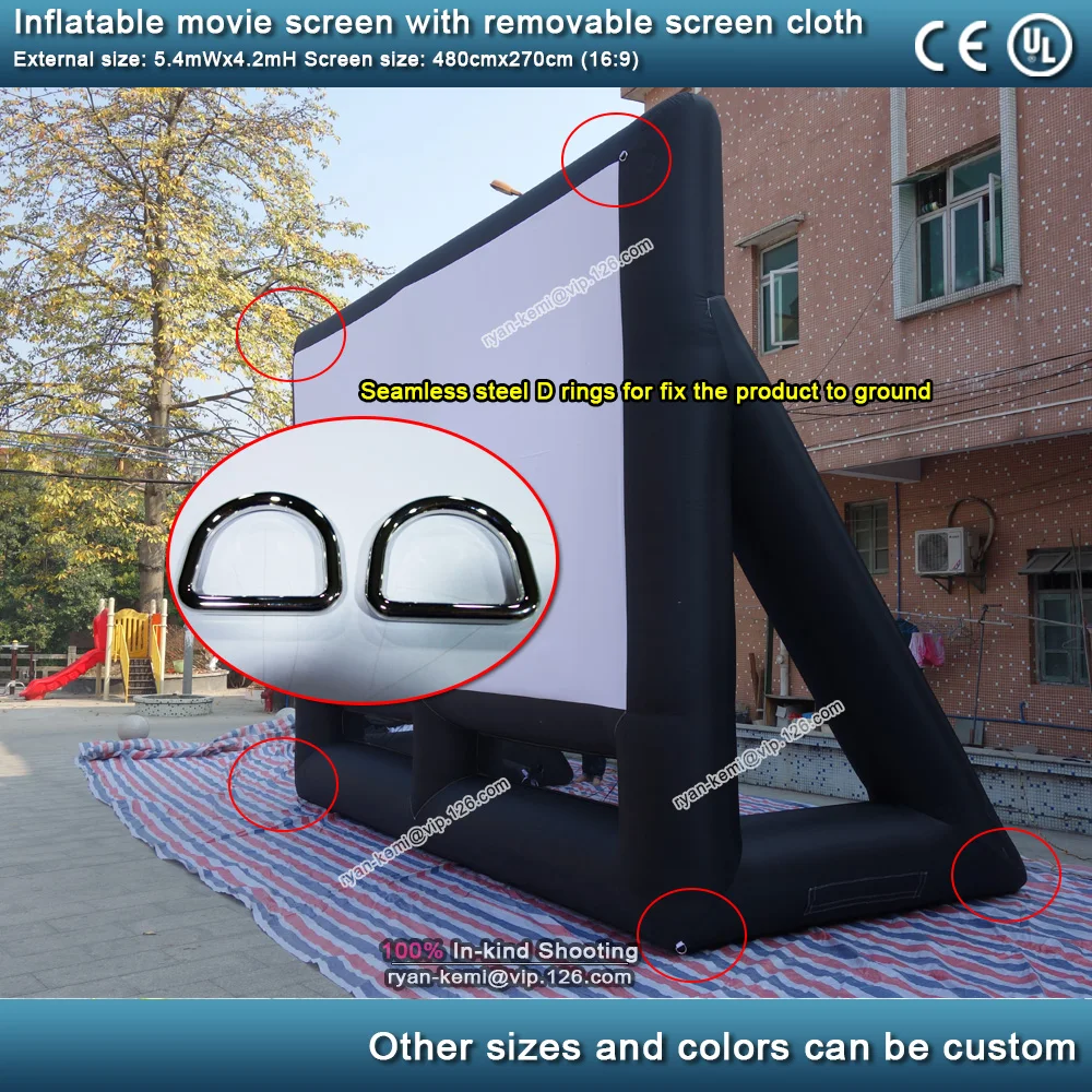 5.4m 16:9 outdoor inflatable movie screen with removable screen cloth Portable air projector screen cinema projection screen 4