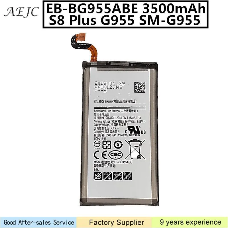 

3500mAh EB-BG955ABE Battery For Samsung Galaxy S8+ S8 Plus SM-G955F G955 G955A G955P G955T G955V Batteries S8 Plus Battery