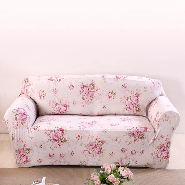 Pink Flowers Couch Sofa Covers For Living Room Loveseat Spandex Pink Flowers Couch Sofa Covers For Living Room Loveseat Spandex Corner Slipcovers Universal Stretch Furniture