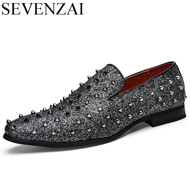 silver spike dress shoes