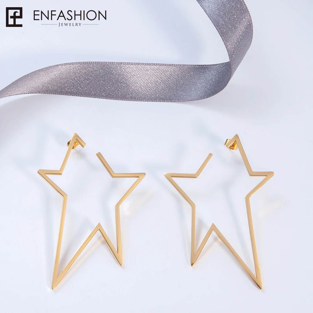 Enfashion, ювелирные изделия, геометрические серьги с большой звездой, золотой цвет, нержавеющая сталь, длинные висячие серьги для женщин, серьги EB171038