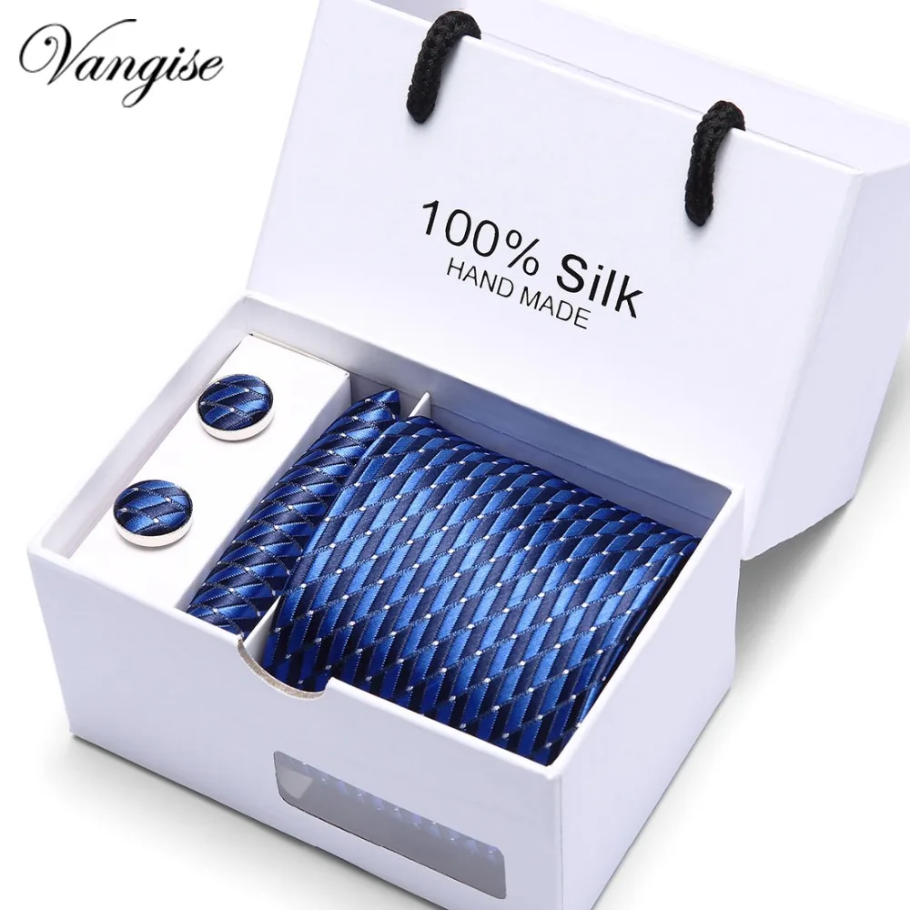  2019 New Mens Ties Neck Tie Set for Men Suits Tie Handkerchief Cufflinks Gravatas Ties for Men Wedd