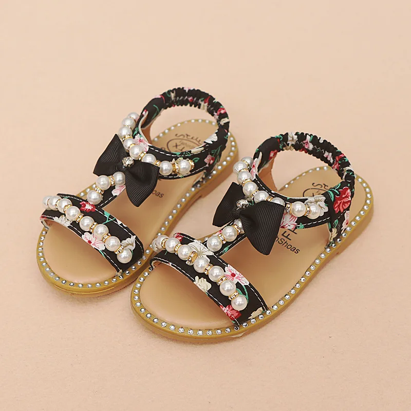 

2019 New non-slip soft kids beach shoes summer baby girls sandals bowknot princess shoes flowers fashion infant shoes