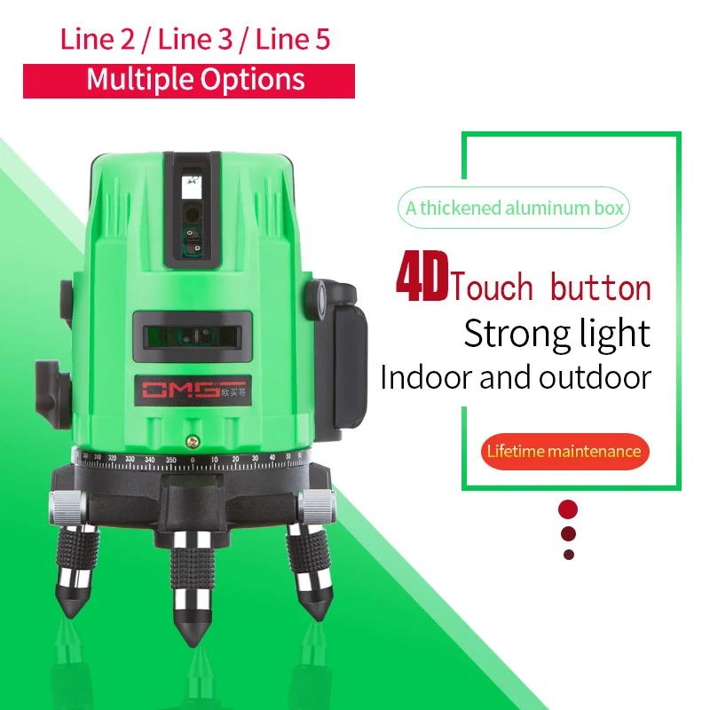 OMG 5 Line 6 liPoints зеленый лазерный уровень самонивелирующийся горизонтальный и вертикальный 360 градусов Регулировка более высокая литиевая батарея