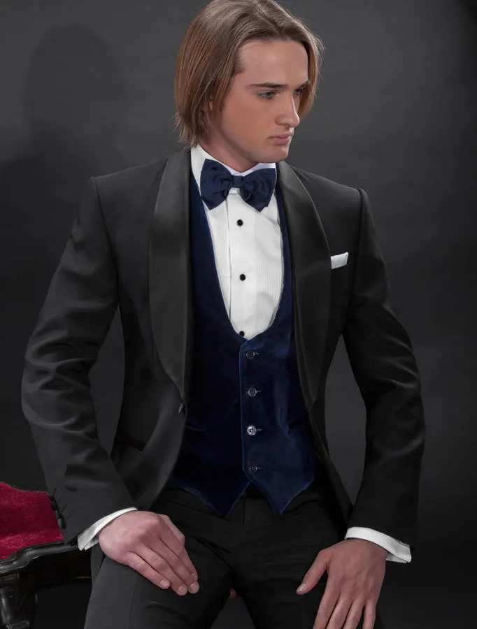 

New Arrival Velveteen Groomsmen Shawl Lapel Groom Tuxedos Men Suits Wedding/Prom Best Man Blazer ( Jacket+Pants+Vest+Tie)A68