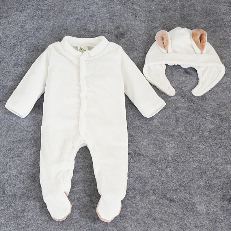 2PCS 0 2Years Autumn Winter Newborn Baby Rompers Infant Girls Boys Clothes Soft Flannel Warm font