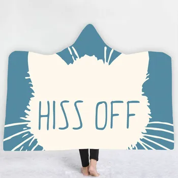 

Creative Kitty Cat Pattern 3D Blanket Fleece Hooded Blankets For Adults Kids Sherpa Throw Blanket Poncho 150x200 CM 130x150 CM