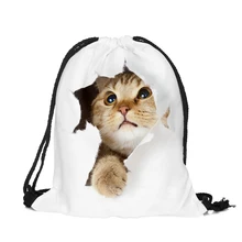 New fashion Cat Print Drawstring Bags Women Backpack 3D printing travel softback women drawstring bag backpacks for Girls forudesigns drawstring bag backpacks for teenage girls flamingo print women rucksack travel softback string pouch sack bags