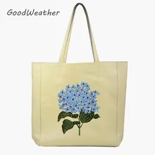 Дизайнер сумка с цветочной вышивкой высокого качества натуральная кожа сумки большой емкости бежевый сумка большая женская сумка