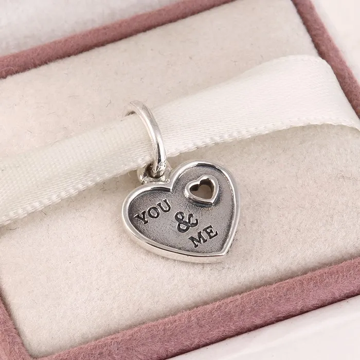 

New 925 sterling silver beads letters of you & me hearts charms pendants Fit Original Pandora Charms Bracelet jewelry 5813