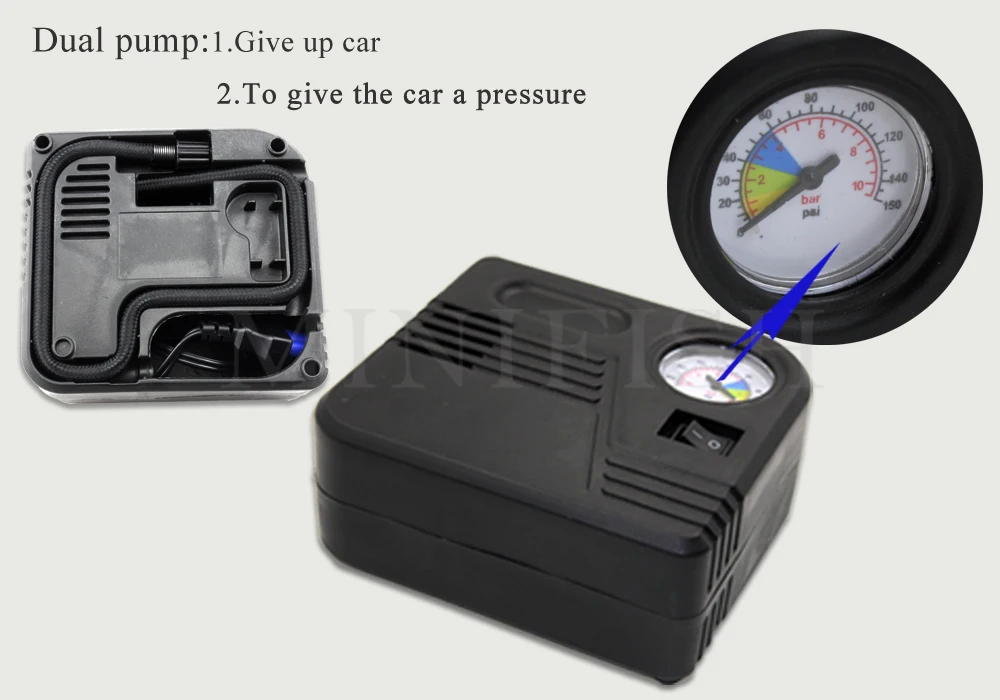 Emergency Power Bank Mini Car Jump Starter 600A 12V Portable Car Auto Electric Pump Air Compressor Tire Inflator 150PSI