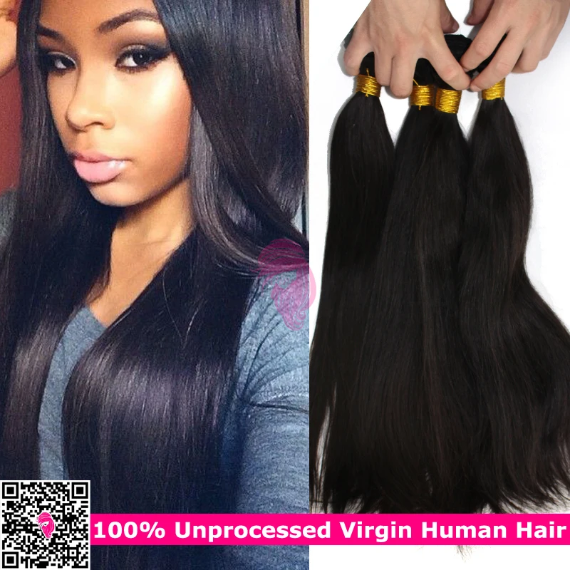 Unprocessed Mongolian Straight Virgin Hair 4pcs Lot Natural Black