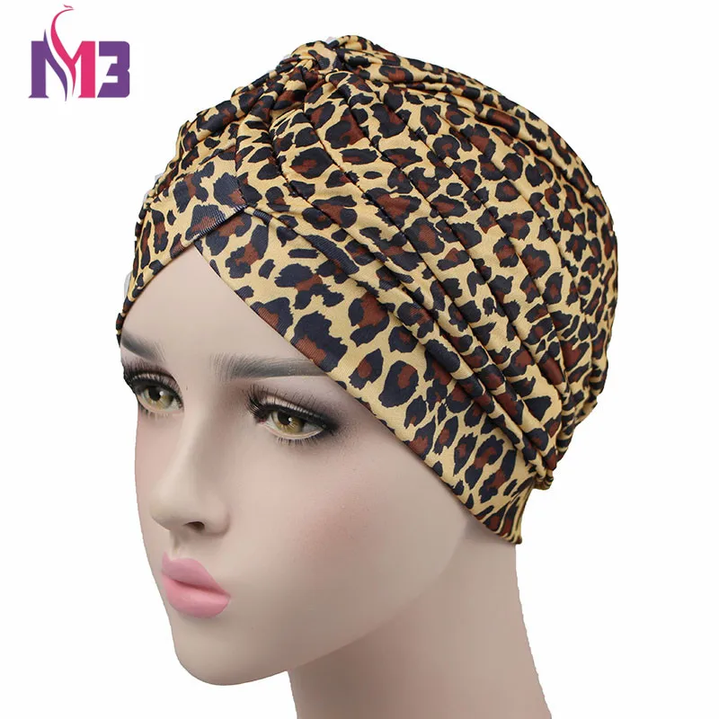 Модные женские Тюрбан Твист Тюрбан с принтом повязка на голову банданы головные уборы для химиотерапии хиджаб тюрбан шляпа аксессуары для волос - Цвет: Yellow Leopard