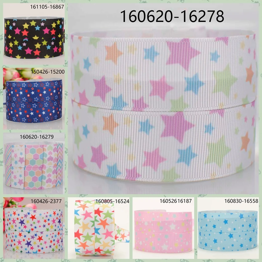 

10yards -different sizes -Five-pointed star pattern ribbon printed Grosgrain ribbon