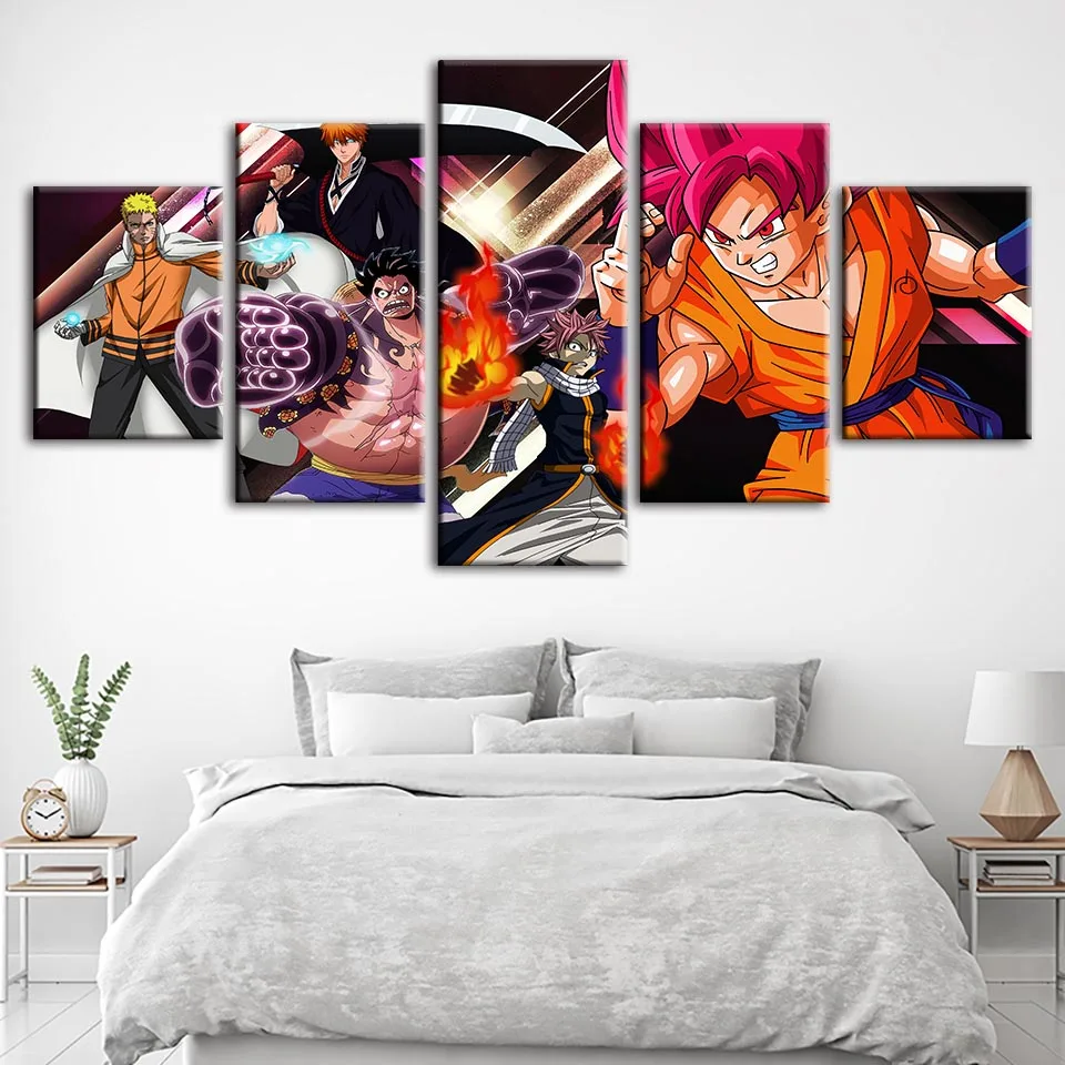 

Wall Art Print Picture Canvas Dragon Ball Bleach Paintings Naruto One Piece Home Decor Modular Poster For Living Room Framework