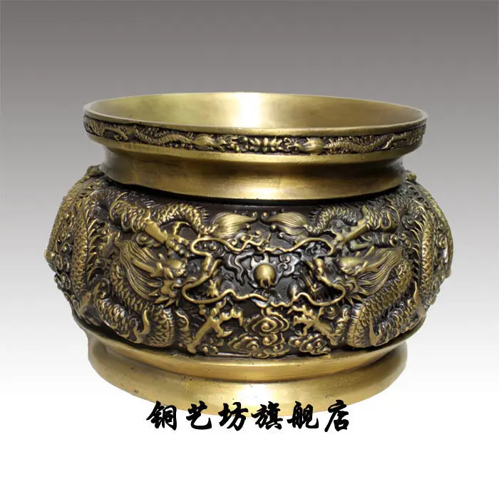 

SS 8" China Temple Buddhism Bronze Censer Dragon Incense Burner Lucky #1