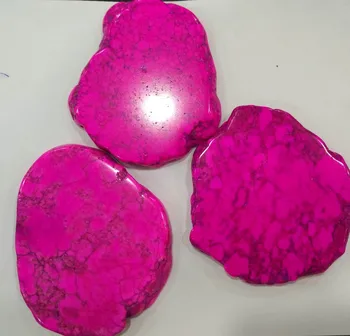 

20-80mm (1.6-3")Cherry Pink Turquoise Slab Pop Grip Phone Socket Large Belt Buckle Turquoise Stone Nuggets FreeForm Stone 6pcs