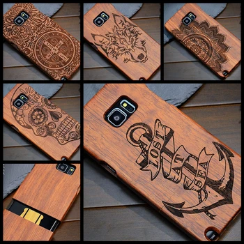 

Anchor Pirate Totem Luxury Bamboo Natural Real Wood Phone Case for Samsung Galaxy S7edge S6 edge Plus S5 Note 7 5 4 3 Cover