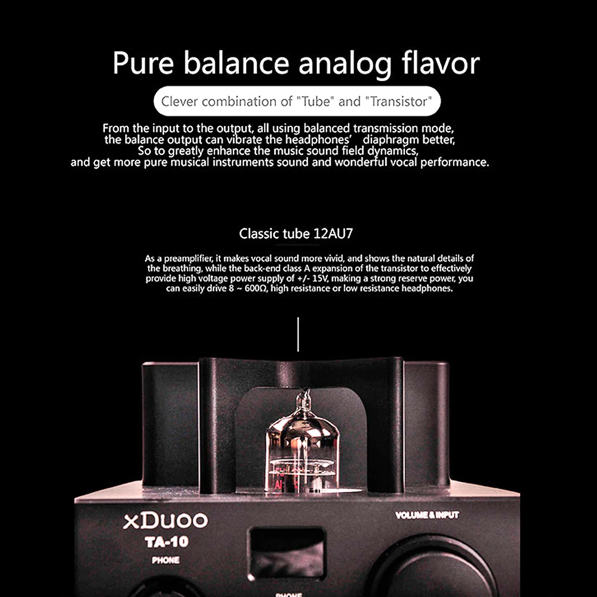 Xduoo TA-10 AK4490 XMOS USB DSD DAC 12AU7 Tube Headphone Amplifier AUX Input Digital Interface High Performance Balanced Power Xduoo TA-10 AK4490 XMOS USB DSD DAC 12AU7 Tube Headphone Amplifier AUX Input Digital Interface High Performance Balanced Power