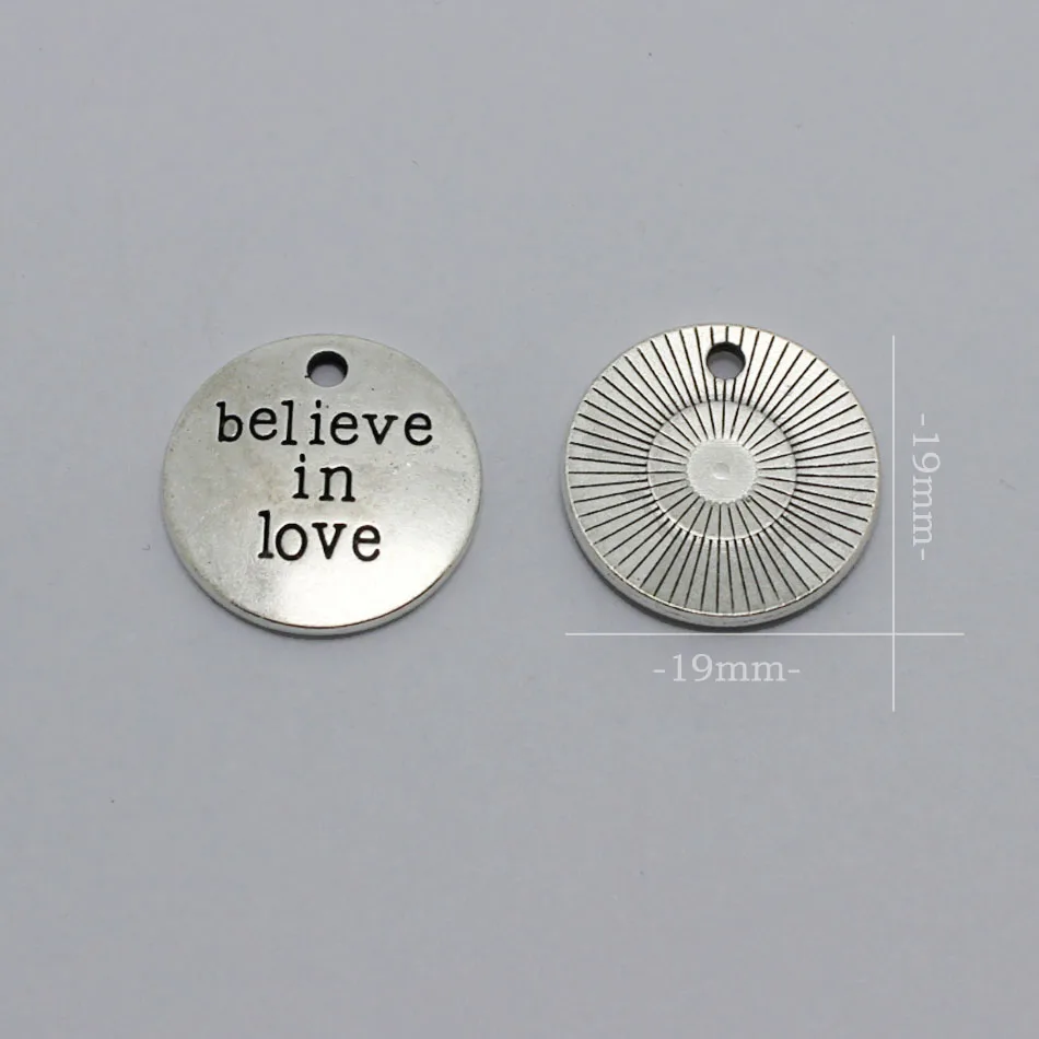 20 шт 19*19 мм старинное серебро верьте в шармы для браслетов женщин diy ожерелье