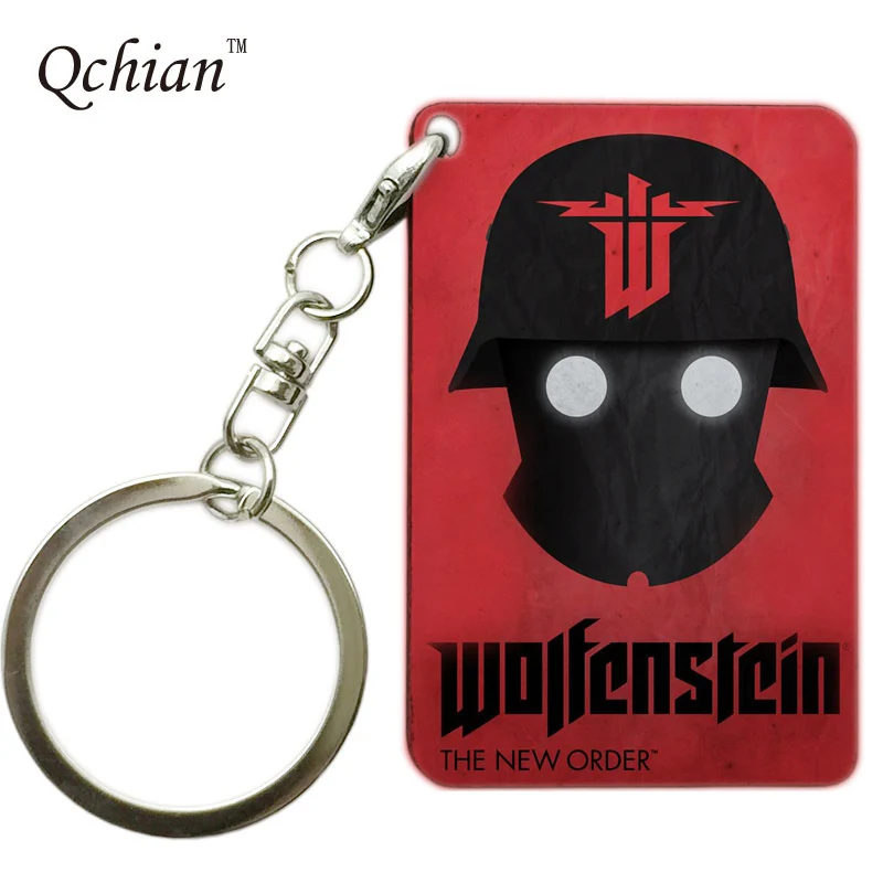 

Hot Game Wolfenstein series Print Keychain Pretty Nice Gift Memorable Keyring Key Holder Pictures can be Customized
