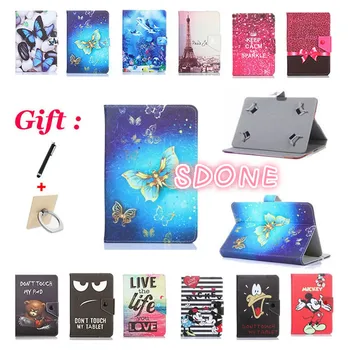 

Universal Case For Samsung Galaxy Tab 2 P5100 P5110 Note 10.1 N8000 N8010 10.1 inch Printed PU Leather Stand Cove Case + 2 Gifts