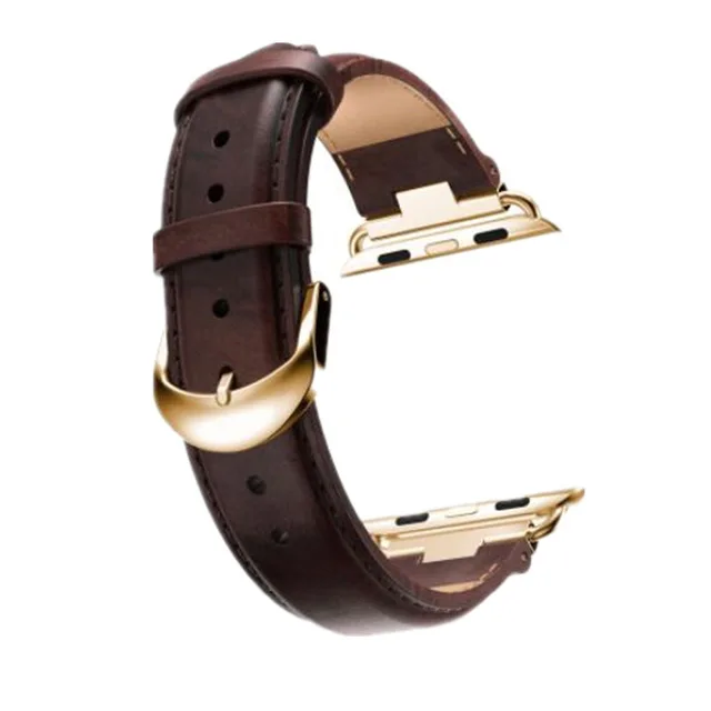 Genuine Leather watch Strap For apple watch band 4 44/40mm Diamond Bracelet for iwatch Series 3 2 1 42/38mm watches accessories - Band Color: Dark coffee