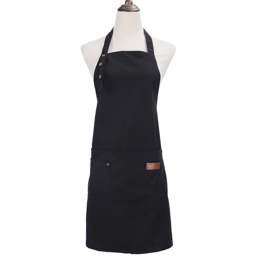 

New adjustable canvas cotton Sleeveless work apron for coffee shop and hairdresser cooking apron bib clothing black antifouling