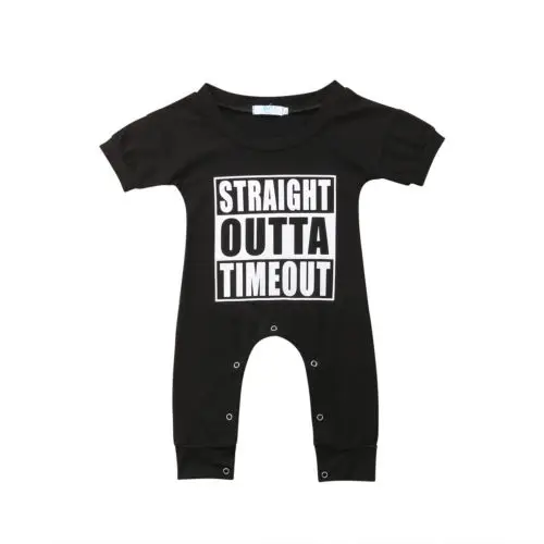 0 24M Newborn Infant Kid Baby Boys Girls Cotton Short Sleeve O neck Black Romper One piece