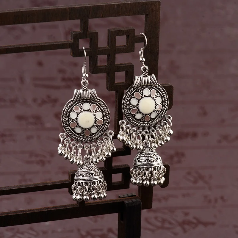 Amader Traditional Indian Ethnic Silver Drop Earrings Tassel For Women Gypsy Tassel Jhumka Jhumki Earring Dangle Statement - Image 3