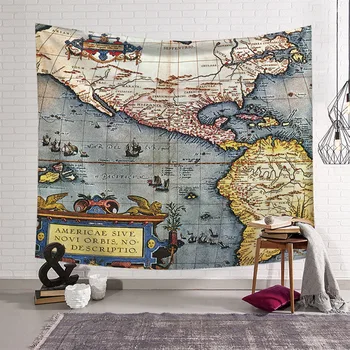 

INS Style World Map Tapestry Wall Cloth Decoration Nylon Room Hanging Ornaments Beach Mat Tablecloth