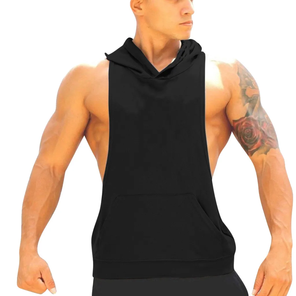 

Running New arrival Hoodie Sweatshirts fitness clothes bodybuilding tank top men Sleeveless sporting Shirt Casual waistcoat