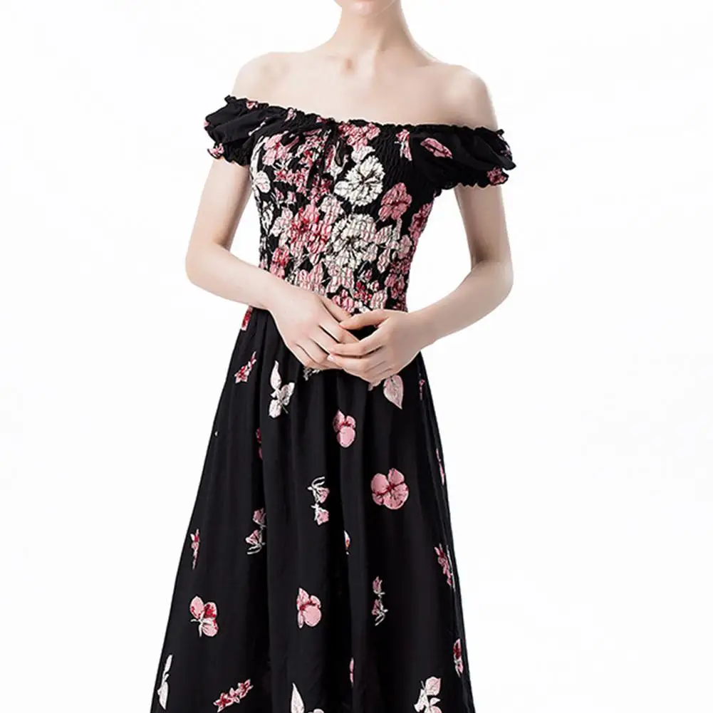 Женское платье-баллон Yfashion длинное платье с открытыми плечами и цветочным
