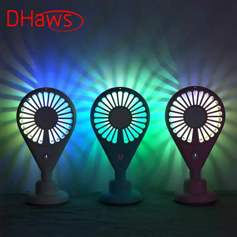 

DHaws Portable Fan Foldable Mini Fan Ambient Light Table Desktop Rechargeable Handheld Fan For Travel Outdoor Home Office