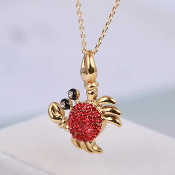 

European and American jewelry full of zircon inlays cute and cute little crab necklace