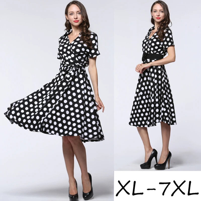 Extra large size women dress 2017 new autumn vintage ball gown dot ...