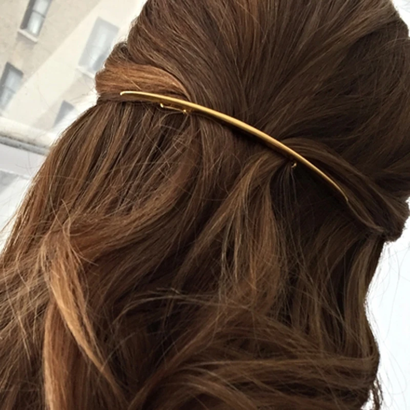 StripGoldColorHairPinHairAccessoriesWomenHairClipMetal