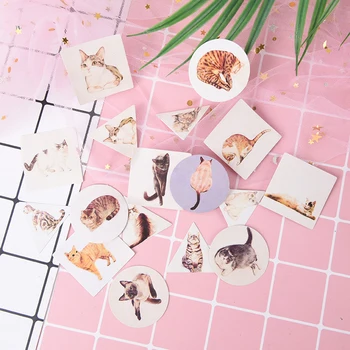 

40 Pcs/box Mini Cartoon Cat Paper Sealing Sticker Memo Pad Diy Stationery Card Decoration Sticker