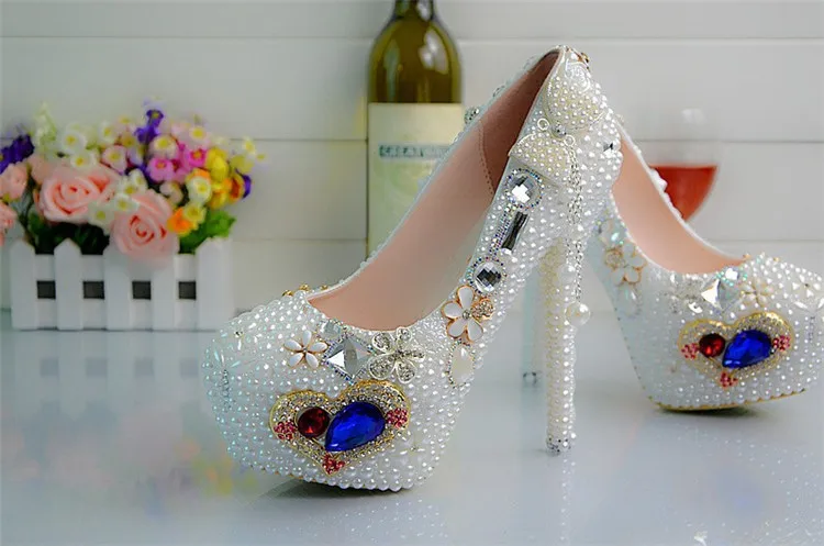 2019 Hot Womens sparkling crystals rhinestone heels platform wedding shoes vogue