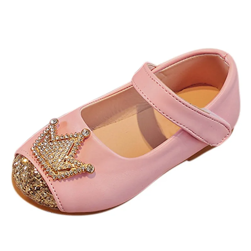 Обувь для маленьких девочек с милой короной, из искусственной кожи, нескользящая обувь для малышей